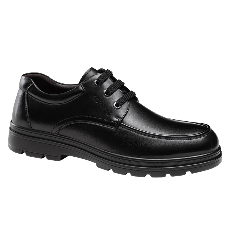 Aokang Official Men's Business Commute Lace-Up Comfortable Casual Leather Shoes, Breathable Dress Cowhide Shoes for Dad, Brown, Size 39