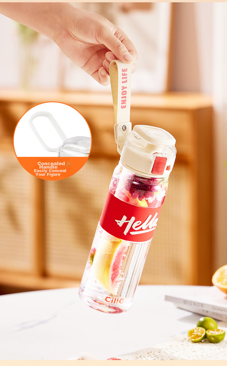 Cille Plastic Cup Outdoor Tritan Material Straw Cup for Men And Women Students Sports Water Bottle Portable Children's Dual-Use Cup 15