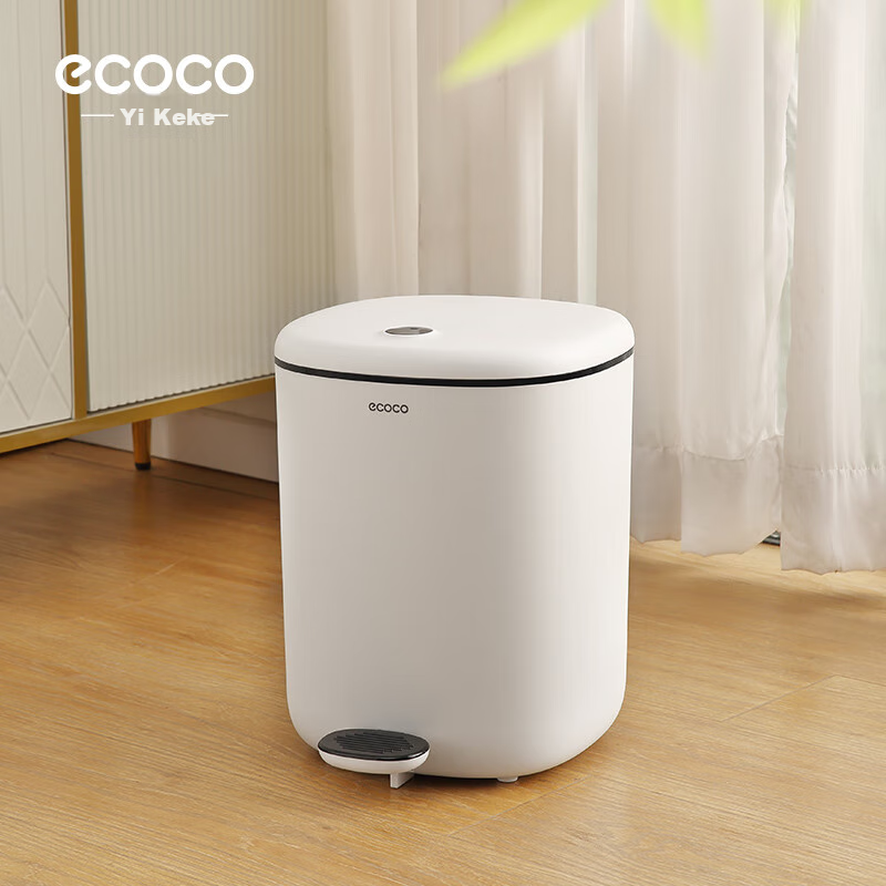 Ecoco Trash Can, 7L Capacity, Dual-Opening Lid for Living Room And Bathroom, Large Sealed Round Garbage Bin, Model E2330, Black