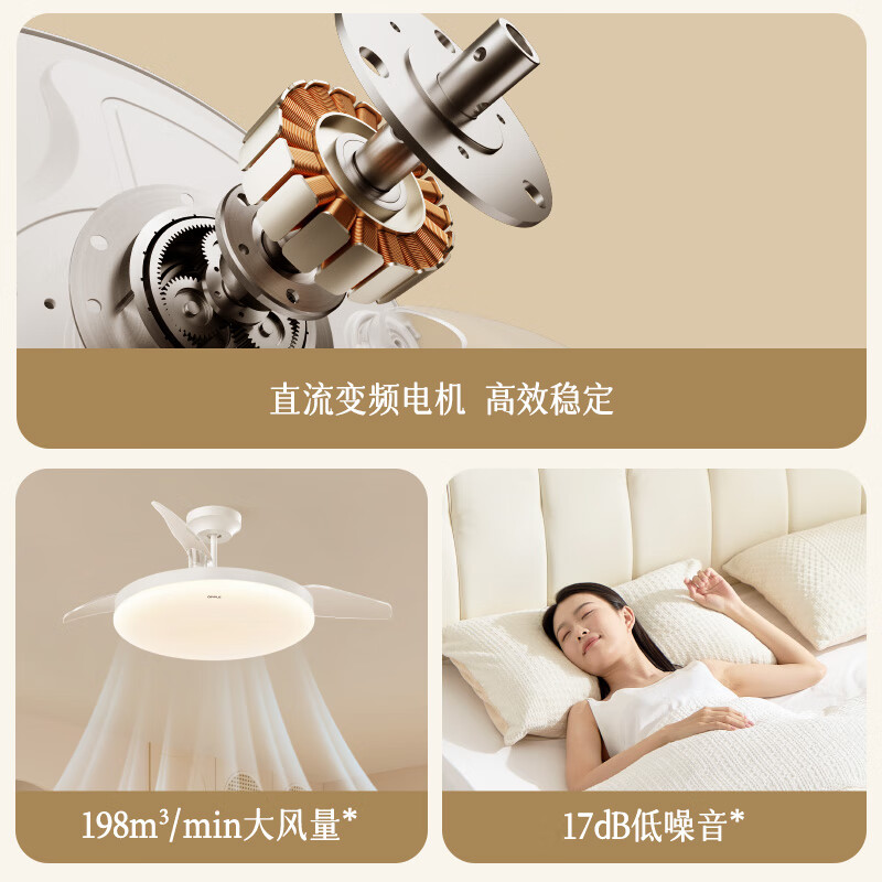 OPPLE Full Spectrum 36-Inch Fan Light with Remote Control, Ra98 Kitchen Dining Bedroom Electric Fan Ice White, Level 1 Energy Efficiency