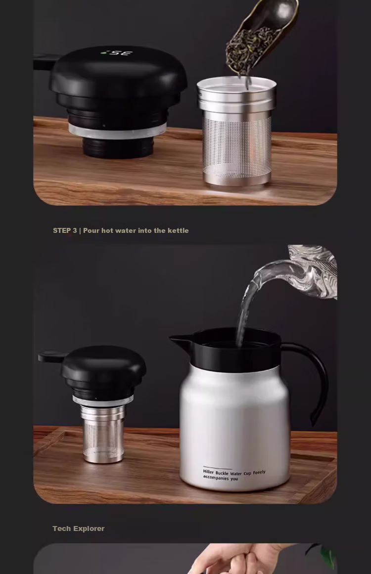 Jingyan Stainless Steel Insulated Pot, Tea Steeping Pot, Large Capacity Tea Maker for Home And Office Use, Hot Water Pot, 1L Capacity 20