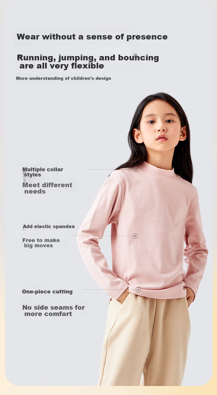 BALABALA Children's Long-Sleeve T-Shirt, Winter High-Neck Undershirt, Thickened Warm Underwear, Boys And Girls Autumn Wear, 208424100201 3