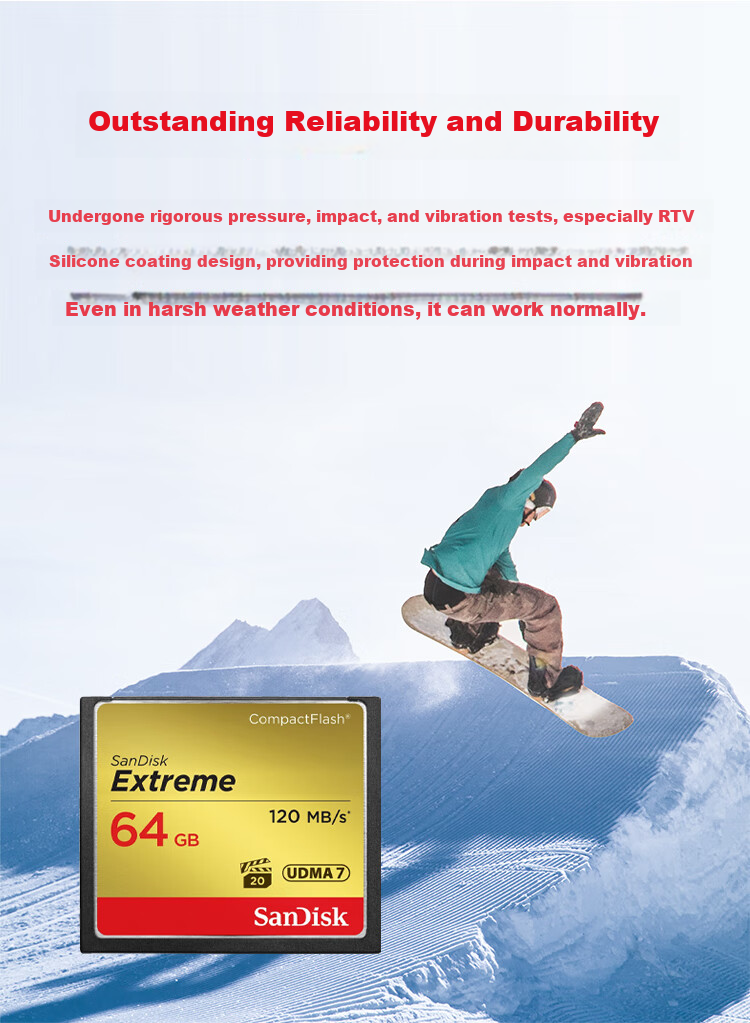 Sandisk 64GB CF (CompactFlash) Memory Card UDMA-7 Extreme Pro Storage Card Read Speed 120MB/s Write Speed 85MB/s DSLR Camera Memory Card 7