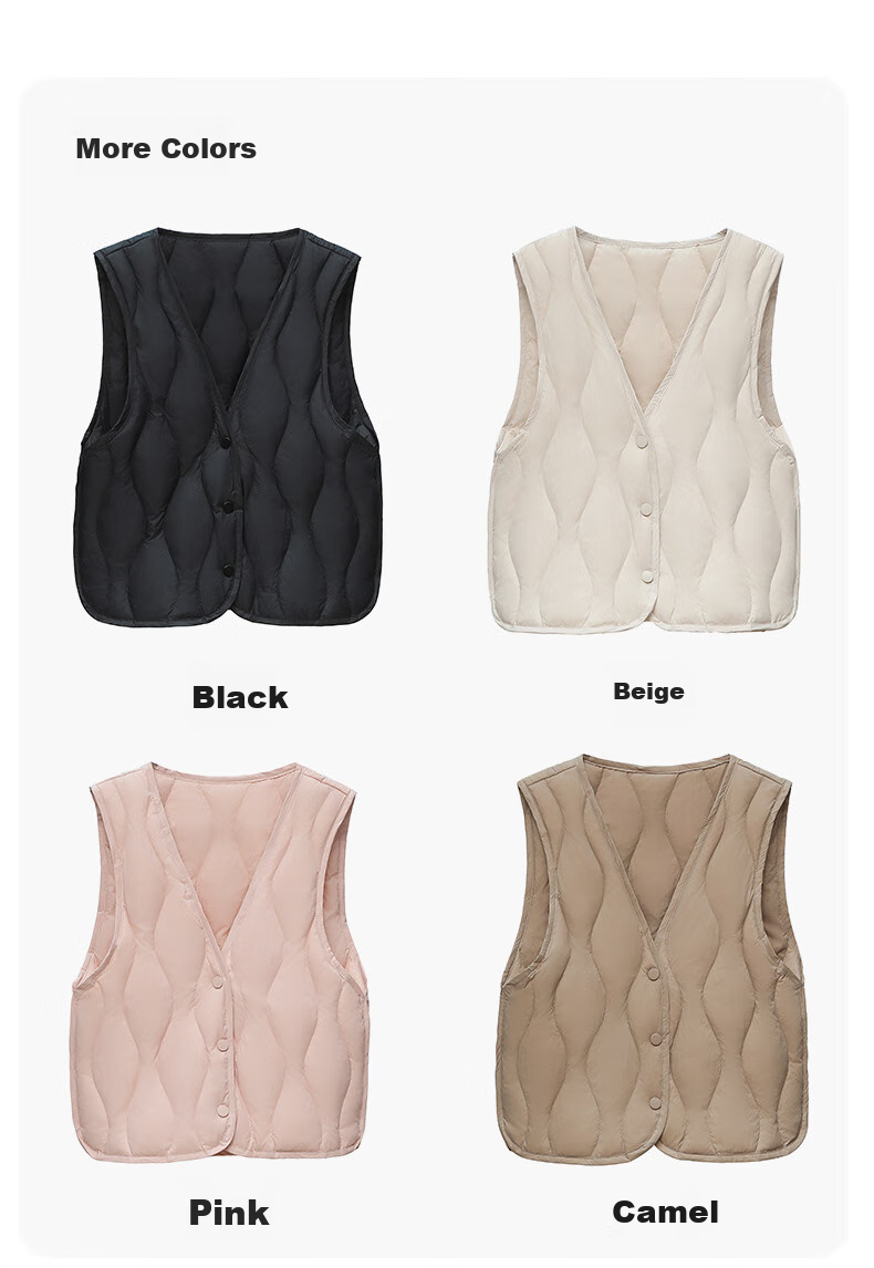 Yalu down Vest for Women, 2026 Autumn And Winter New Style, Lightweight Inner Layer, Warm Fashionable Fitted Coat, Inner Wear V-Neck Vest 11