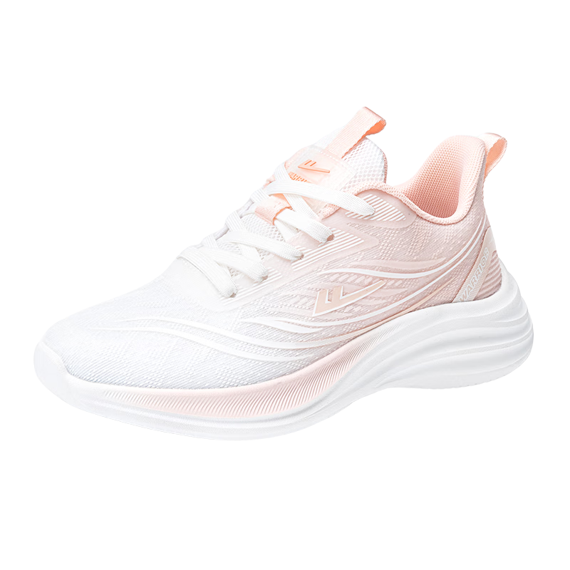 Huili Mesh Shoes for Women, Breathable And Lightweight for Spring And Autumn, Comfortable Shock-Absorbing Casual Sports Shoes, White And Pink, Size 36