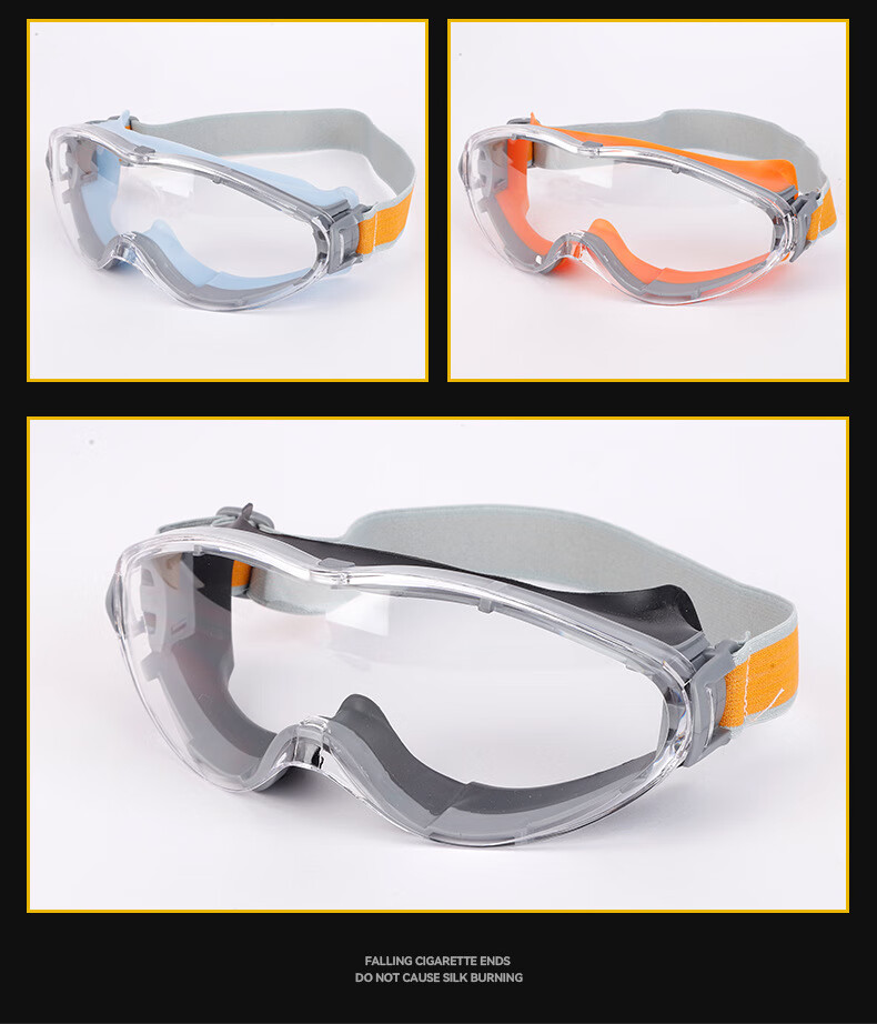 Minggu Fully Enclosed Industrial Safety Goggles Windproof Dustproof Riding Glasses with Black Frame Transparent Lens 12