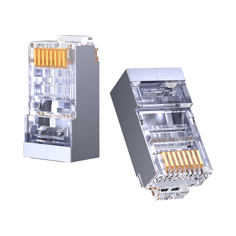 Shengwei Cat5e Shielded RJ45 Crystal Connectors, 8P8C Gold-Plated Network Cable Connectors, 50pcs CRF5050F