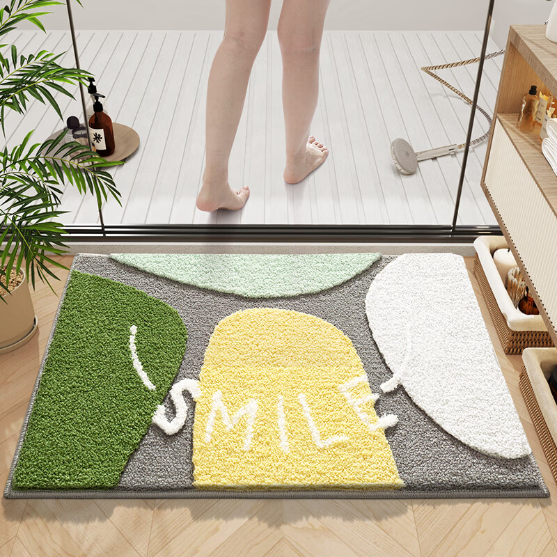 Dajiang Bathroom Mat, Toilet Entrance Absorbent Non-Slip Mat, Flocked Bathroom Floor Mat, 50x80cm