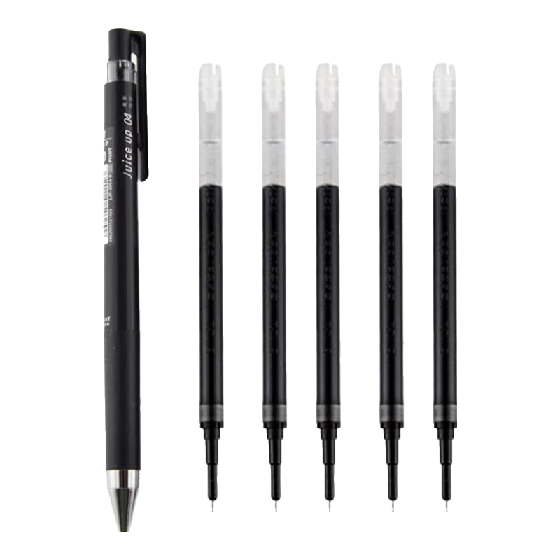 PILOT JUICE UP Retractable Gel Pen, Black Ink, 0.4mm, Signature Pen, Water-Based Pen, Student Exam Pen, St Practice Pen, Stationery Set: 1 Pen + 5 Refills