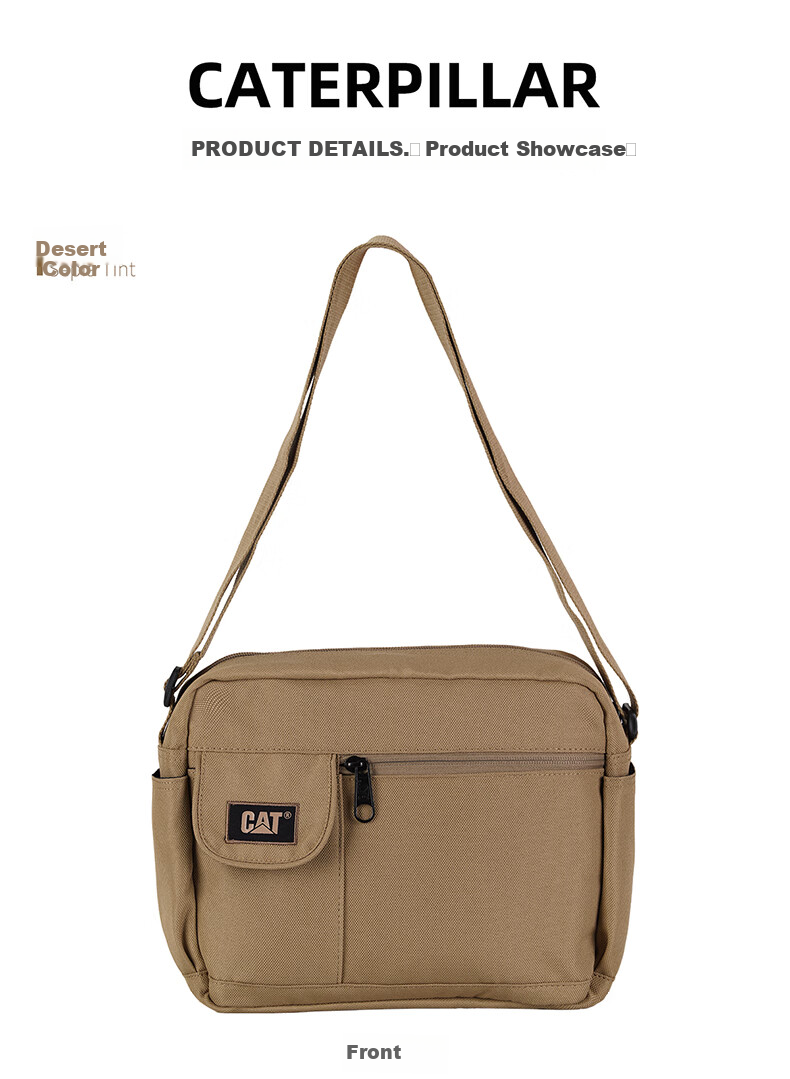 CAT Messenger Bag, Single Shoulder Crossbody Bag, 13-Inch IPad Bag, Commuter Outdoor Multi-Pocket Trendy Large Capacity, Black, 84557 8