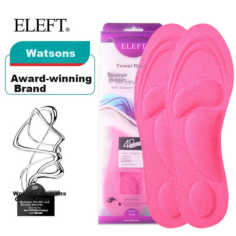 Eleft Towel-Circle Fleece Warm Insoles, 4D Foam Support Arch Pad, Sweat-Absorbing Breathable Odor-Proof Insoles, Peach Pink Women's Style