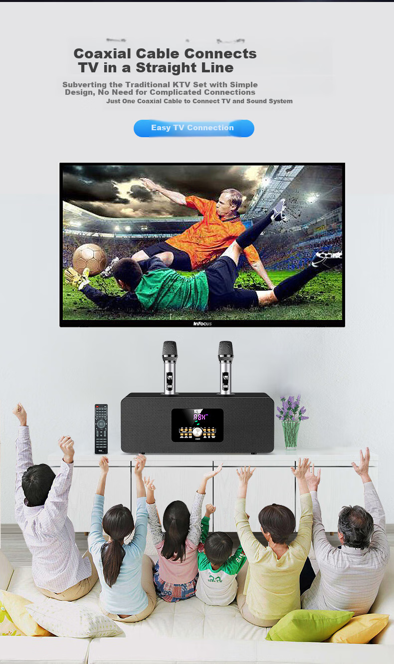 Soaiy 620X Home KTV Speaker Upgraded Version, TV Karaoke All-In Desktop Acoustic Guitar Instrument Amplifier, Home HiFi Subwoofer Microphone 9