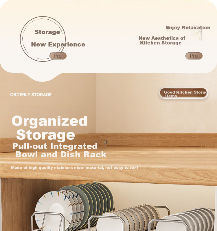 Shengxitao Stainless Steel Bowl And Plate Rack, Pull-Out Kitchen Dish Storage Shelf, Cabinet Draining Rack, Dish Organizer 1