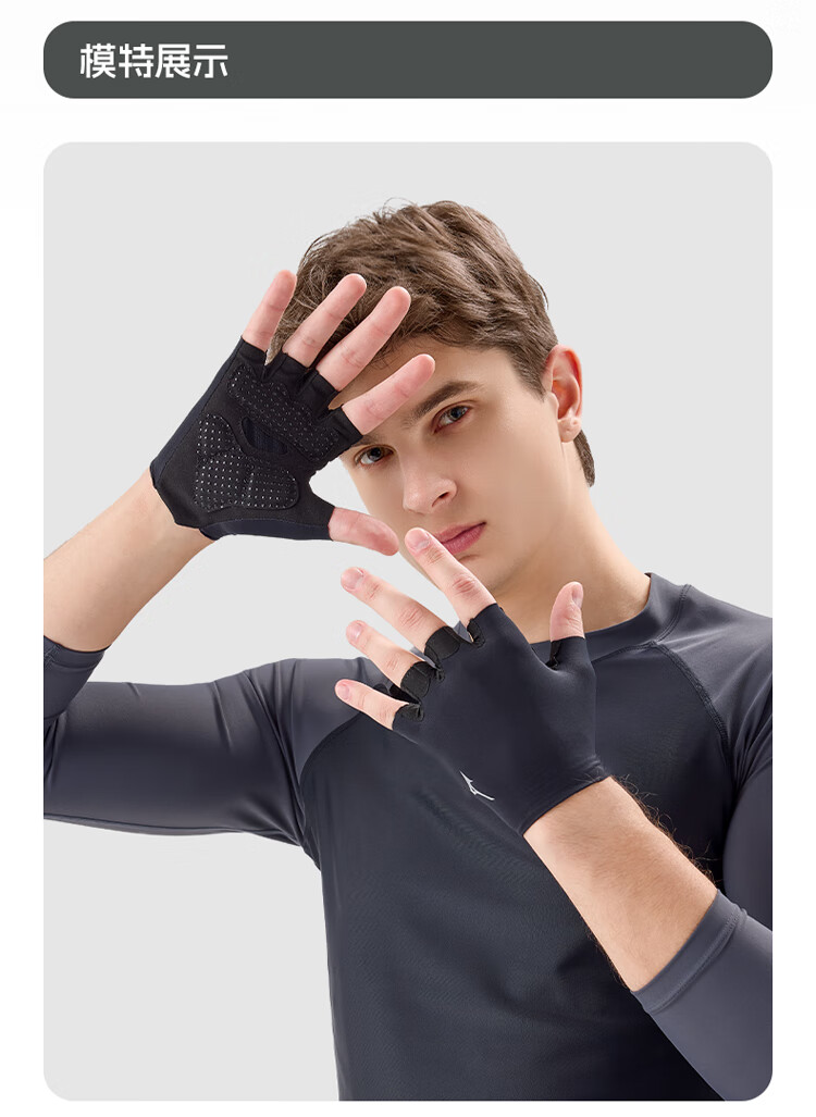MIZUNO Fitness Gloves Unisex Half Finger Cycling Training Pull-Up Weightlifting Anti-Slip B593 Gray Large Size 3