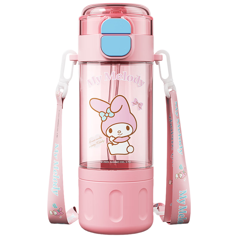 SANRIO Tritan Water Bottle, 580ML Children's Cup, Dual-Use Summer Portable Anti-Scalding Plastic Cup, 2505 My Melody