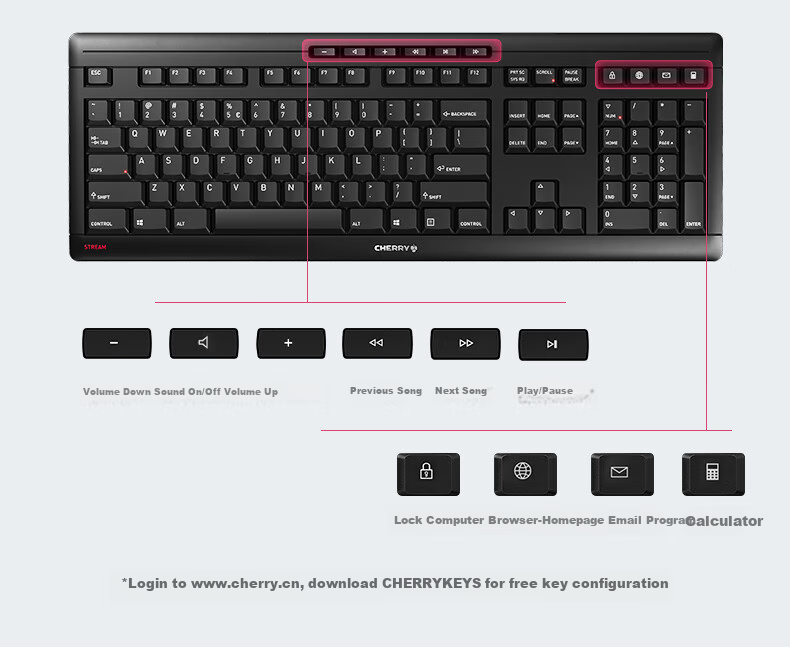 CHERRY STREAM TKL 87-Key Compact Portable SX Scissor-Switch Office Keyboard 80% Layout with 6 Convenient Function Keys 21