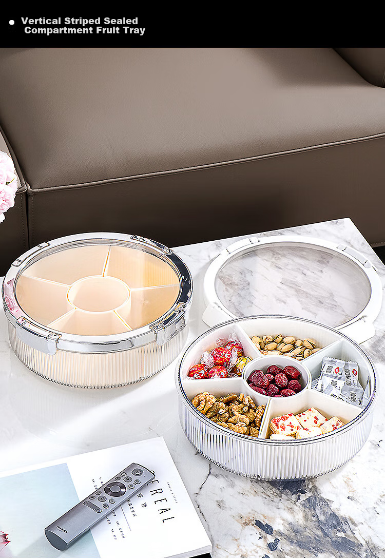 Fanyejia Luxury Dried Fruit Snack Storage Box, Double-Layer Rotatable Sealed Moisture-Proof Compartmentalized Home Living Room Candy Basket with Large Capacity 1