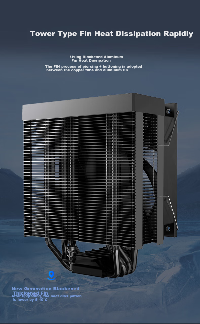 BUBALUS Black Armor IV Intelligent Temperature Display CPU Cooler (4 Heat Pipes Air Cooling/Counter-Gravity Copper Tubes/Digital Display/PWM Temperature Control Fan/Supports AMD/1700/Multi-Platform) 6
