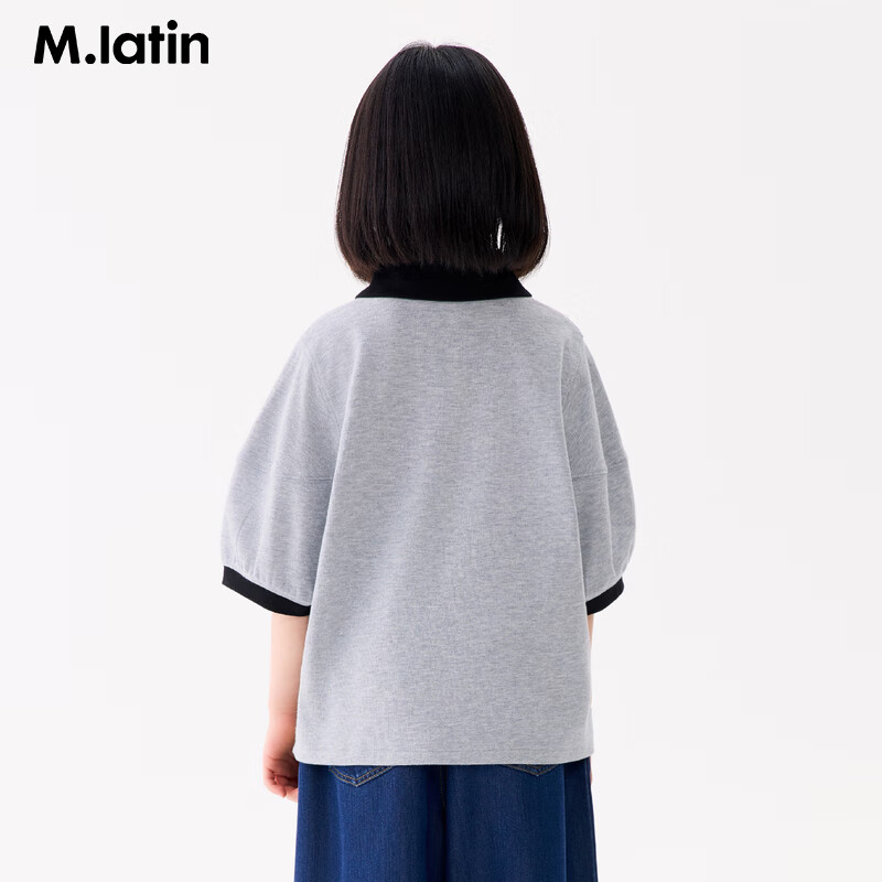 M.Latin Children's Clothing, Kids' T-Shirt, Summer 2025 New Style, Girls' Big Kids Doll Collar Polo Collar Short Sleeve T-Shirt
