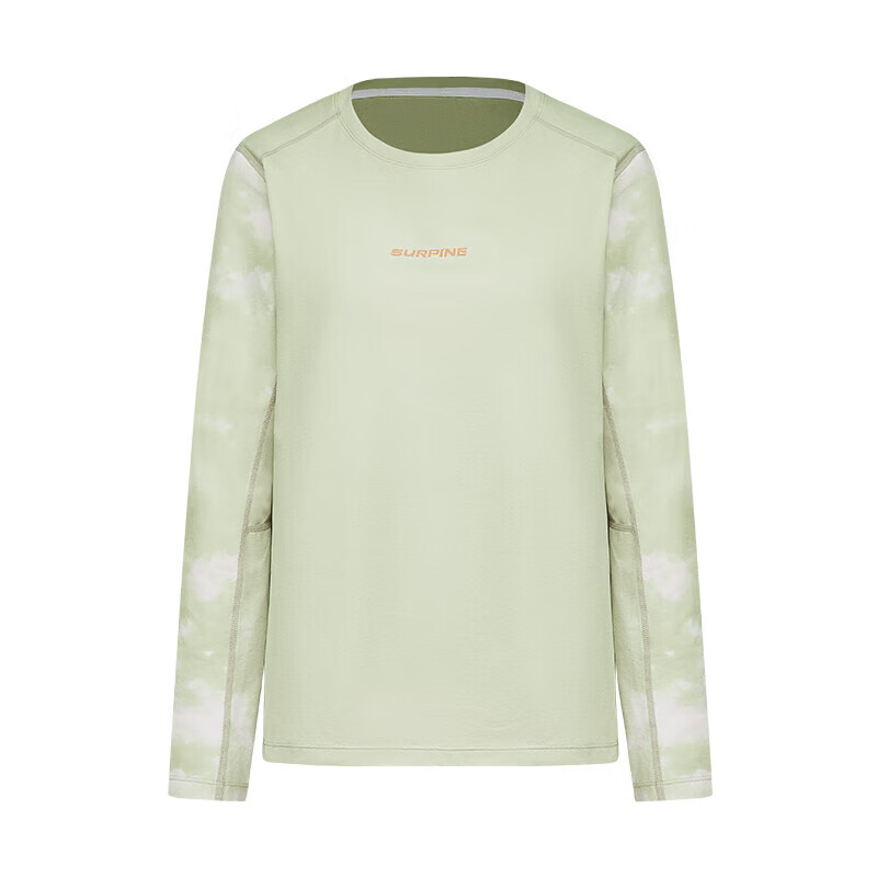 SURPINE Cloud-Walking Series Quick-Dry Sun Protection T-Shirt for Women, Moisture-Wicking Outdoor Hiking Climbing Long Sleeve Gray Jade Green S