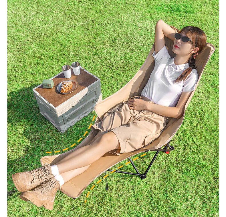 JEEP Outdoor Camping Folding Recliner Ultra-Light Portable Nap Bed Beach Fishing Lazy Chair - Winter Bamboo Green 4