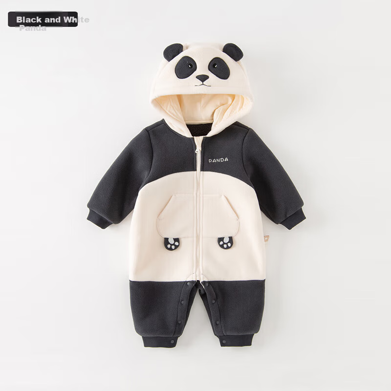 DAVE & BELLA Plush Romper, Winter Warm Baby Clothes, Outdoor Wear, Unisex Infant Onesie