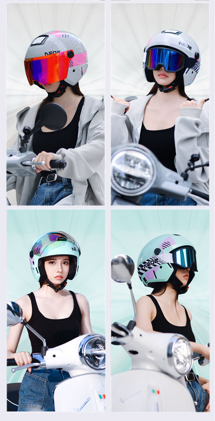 RYMIC Motorcycle Helmet Four-Season Universal Electric Vehicle 3C Certified Unisex Three-Quarter Helmet NE02 Pearl White XL 11
