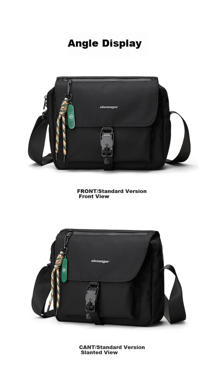 Slazenger Trendy Functional Magnetic Buckle Crossbody Bag Shoulder Bag Lightweight Large Capacity Messenger Bag, Black Extra-Large Versio 10