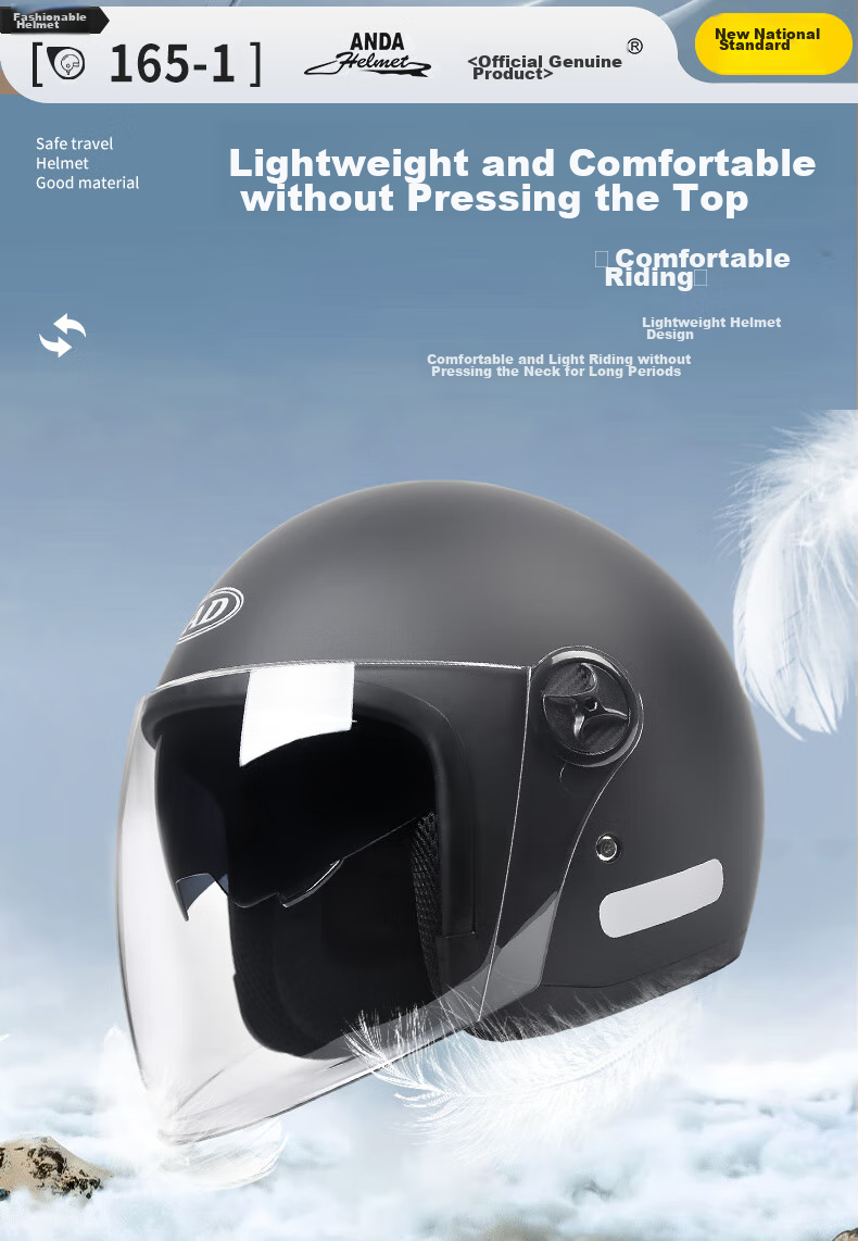AD New National Standard 3C Certified Electric Vehicle Helmet for Men And Women, All-Season Universal Electric Scooter Safety Helmet, Women's Summer Double-Lens Sun Protection Lightweight Half Helmet 165-1 Snow White 10