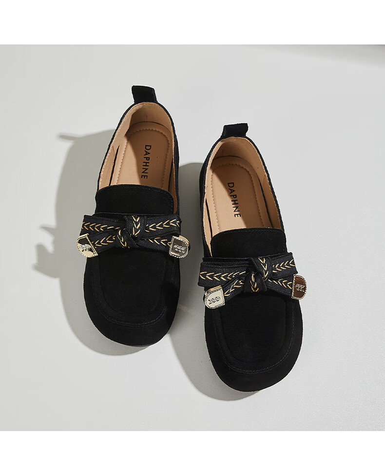 DAPHNE Suede Birkenstock Style Women's Fashion Retro Flat Casual Comfortable Loafers Black Fleece Lined Size 37 8