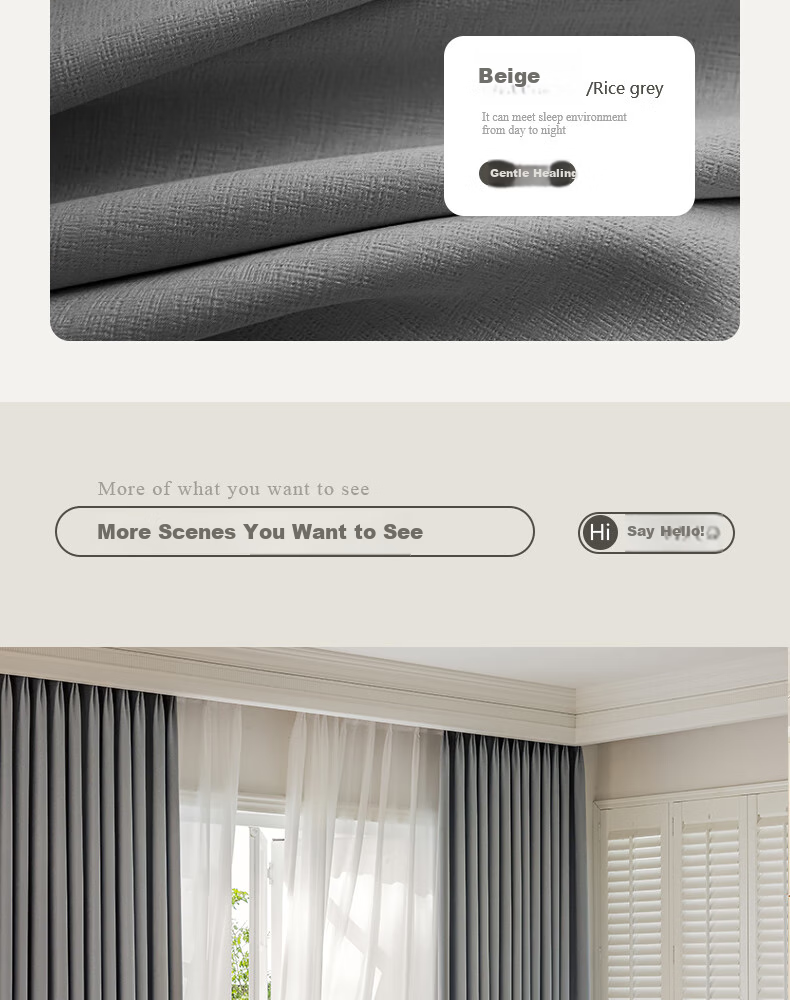 Ali Home Blackout Curtains, No Drilling Required, Hook-Style High Sunshade Curtains, Fully Blackout Fabric, Finished Curtains, 1.3*1.8 Meters 14