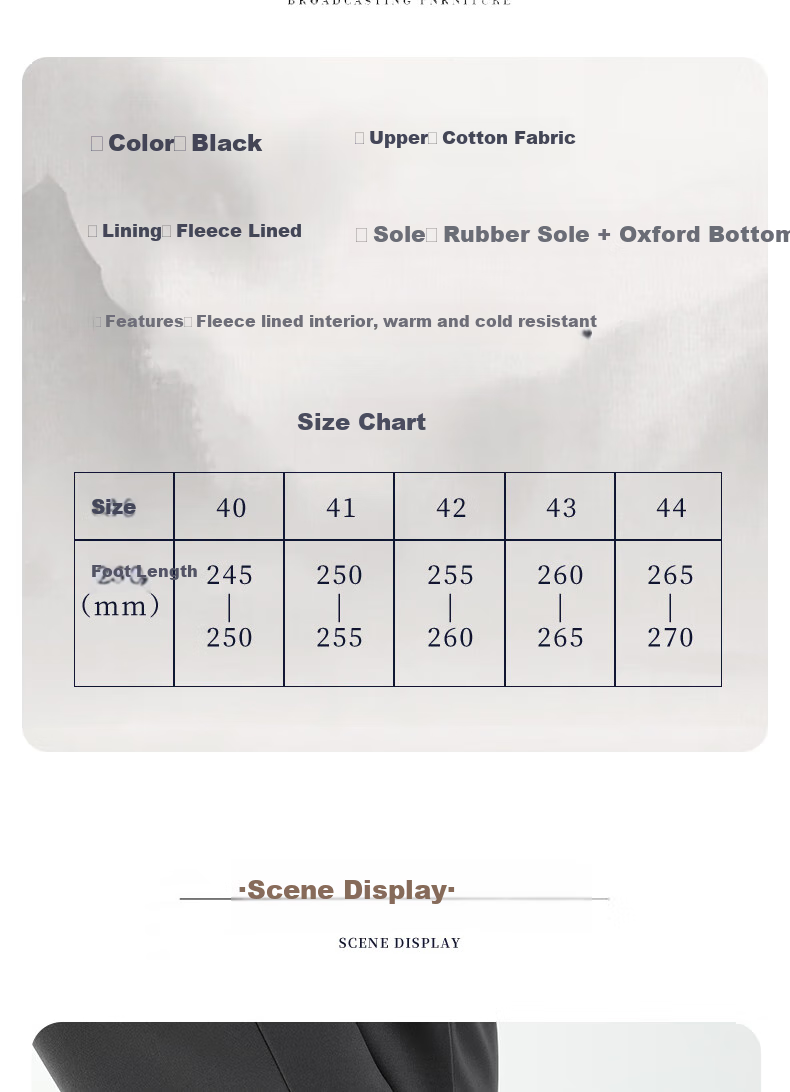 FOOTOPPO Men's Cloth Shoes with Fleece Lining, Traditional Beijing Style, Thick Cotton Shoes for Autumn And Winter, Comfortable Footwear for Elderly Me 10