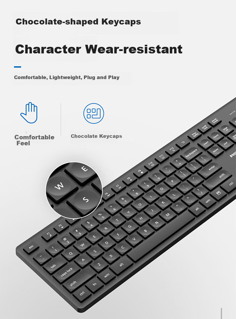 PHILIPS SPT6368 Wireless Keyboard and Mouse Set Office Apple MAC Desktop Laptop Ergonomic Keyboard and Mouse Set Corporate Purchase Pink 4