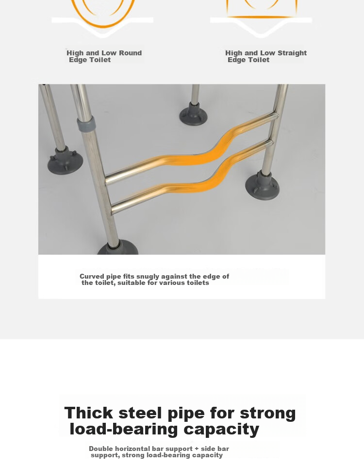 Yagao Toilet Height-Increasing Chair, Adjustable Height with Armrests for Elderly, Bathroom Stool, Simple Design, Commode Chair for Hip Replacement Surgery Recovery 3