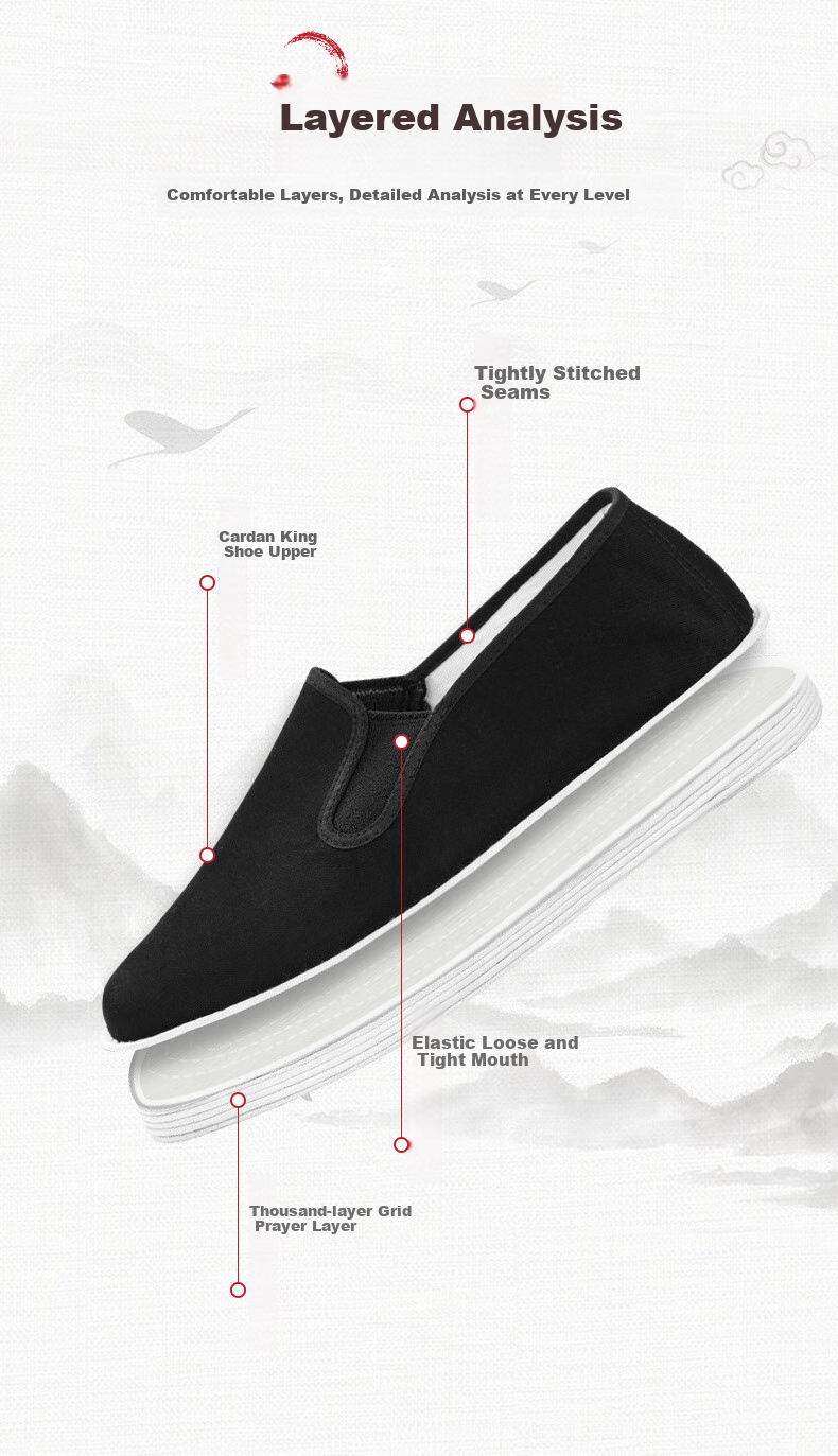 YUZHAOLIN Traditional Handmade Beijing Cloth Shoes with Thousand-Layer Sole, Slip-On Casual Low-Top Men's Shoes Y1S-1001 Round Toe Size 40 3