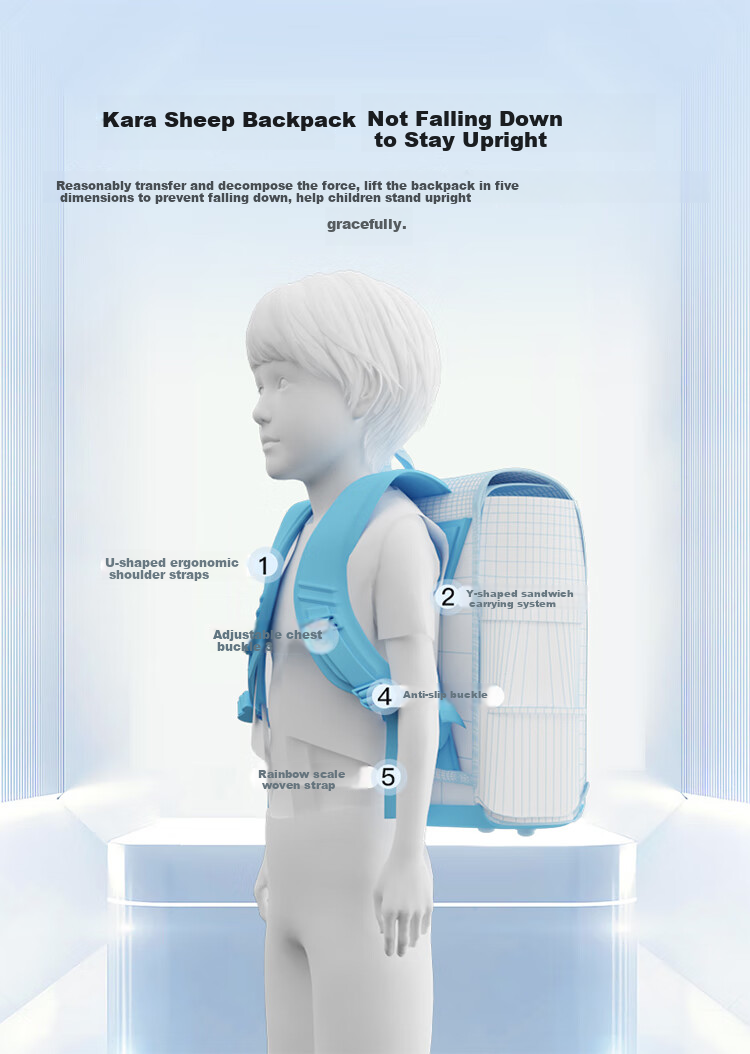 KALA·Y Backpack for Primary School Boys And Girls Grades 4-6, Children's Lightweight Double Shoulder Bag CX2670 Meilade Brow 3