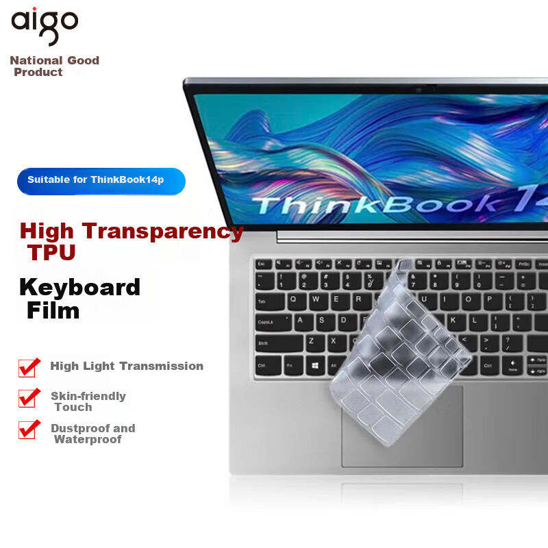 Aigo Keyboard Cover for Lenovo ThinkBook 14p Laptop, Ultra-Thin High Transparency TPU Invisible Protective Film, Dustproof And Waterproof