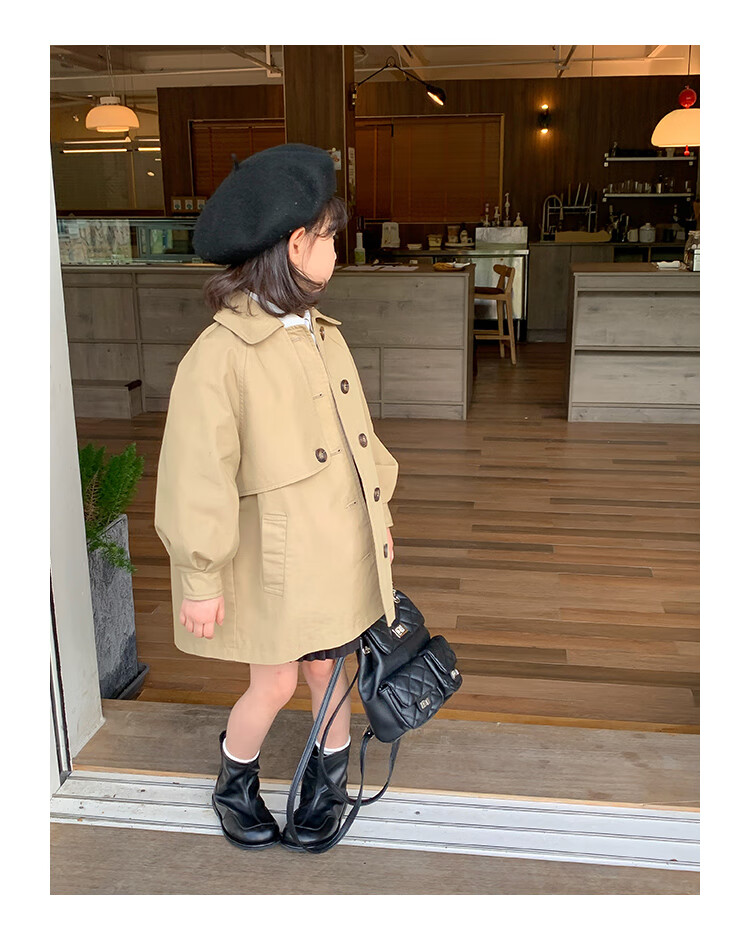 Budinghalu Girls' Jacket, Spring And Autumn Style, Children's Fashionable Versatile Windbreaker, Mid-Length, for Older Children, Casual Korean-Style Top, Trendy 15