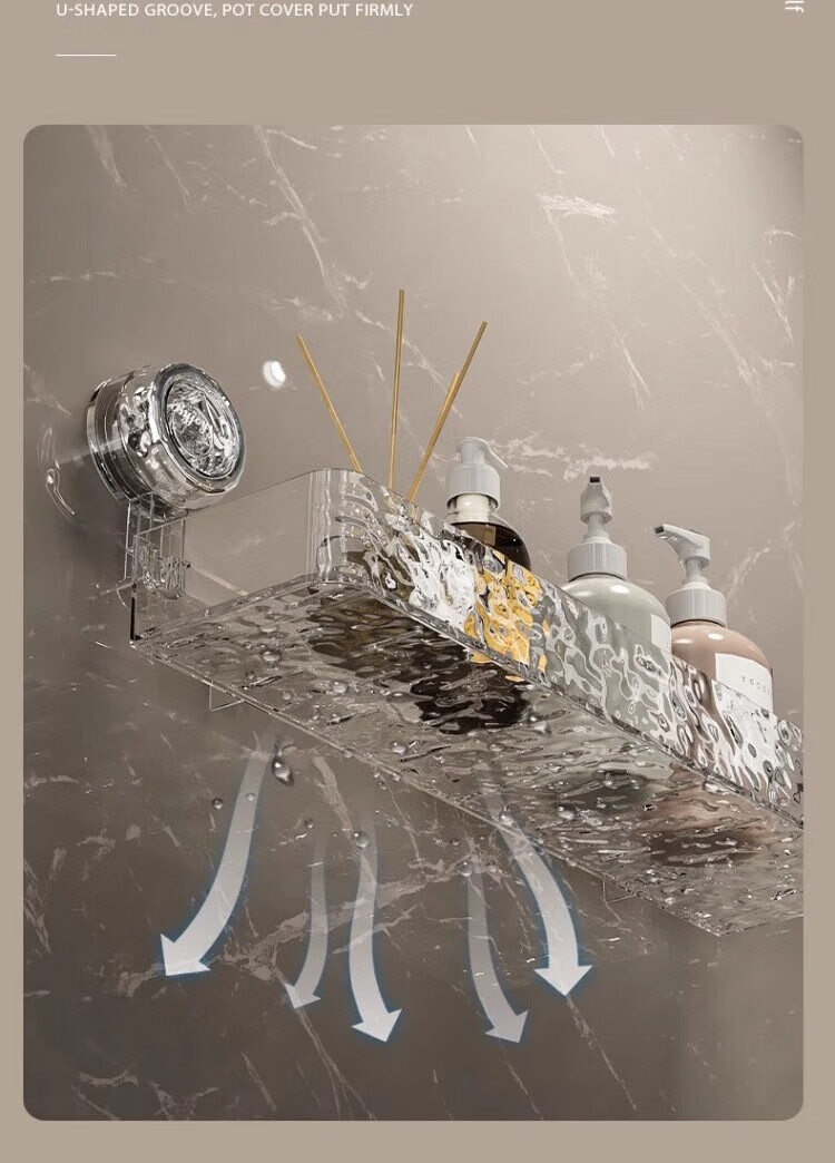 Jialifang Suction Cup Bathroom Storage Rack Bathroom Washbasin Sink Corner Shelf Transparent Vertical Style 5
