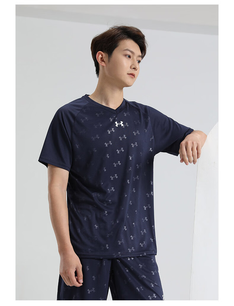 Under Armour Quick-Dry Short-Sleeve T-Shirt for Men, Summer Full-Print New Loose-Fit Sports Training Basketball Running Fitness Wear 17