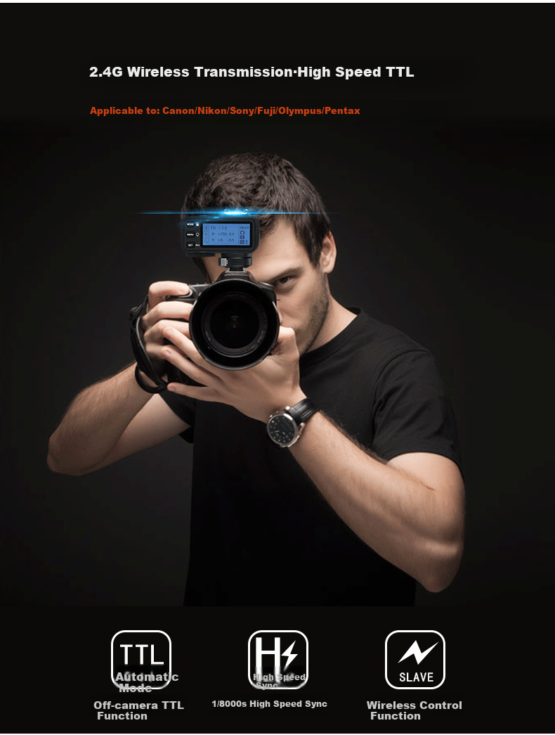 Godox X2T-O Hot Shoe Trigger, High-Speed Sync TTL Trigger, 2.4G Wireless Trigger, Olympus/Panasonic Version, Single Transmitter 3