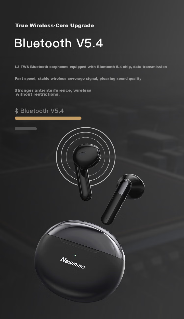 Newmine L3 True Wireless Bluetooth Earbuds, Semi-In Design, Long Battery Life, for Sports And Running, Compatible with Apple, Huawei, Xiaomi Phones, White Color, Wireless Earphones 4