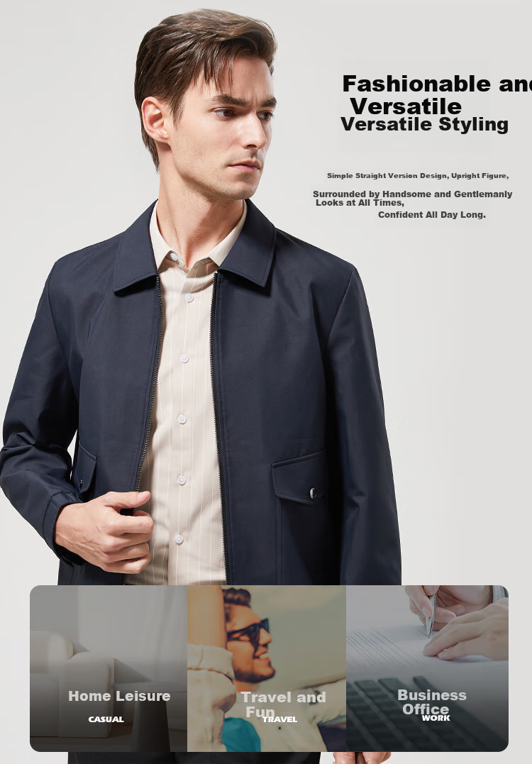 FIRS [Sanfang Technology Workwear Pocket] Men's Jacket, Spring And Autumn Fashion Casual Business Short Coat with Lapel 4