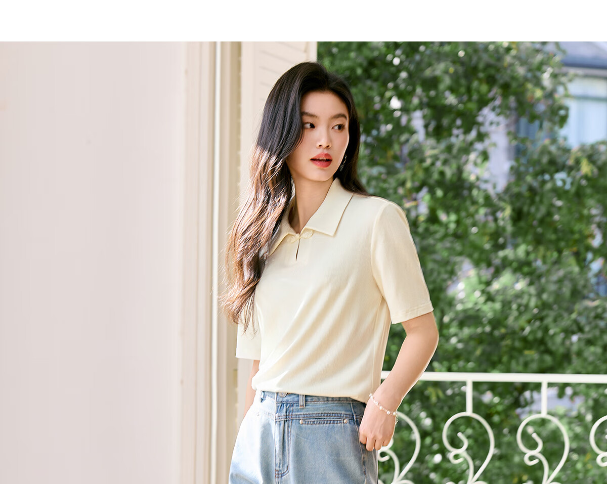 Taxiang Long-Sleeve T-Shirt for Women, New Chinese-Style Frog Button Collar Shirt Top, National Style Spring And Autumn Versatile POLO Shirt Women's T143C2029 12