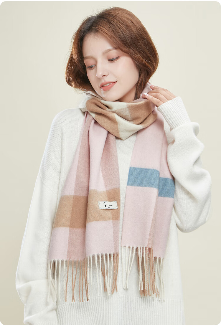 JIUMU Pure Wool Scarf for Women, Autumn And Winter Neck Warmer, Ladies' Warm Shawl, Gift for Women on Mid-Autumn Festival Or Birthday, Gift Box Packaging 15