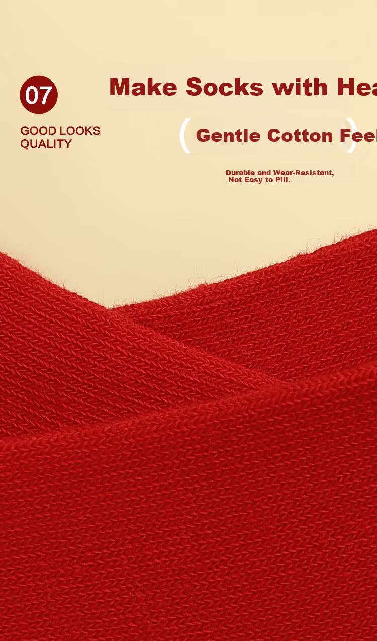 Hodohome Children's Socks, Girls' Mid-Calf Socks for Lucky Year of The Ox, Festive Red Socks for Girls' New Year Greetings, Size 500, 22-24cm 6