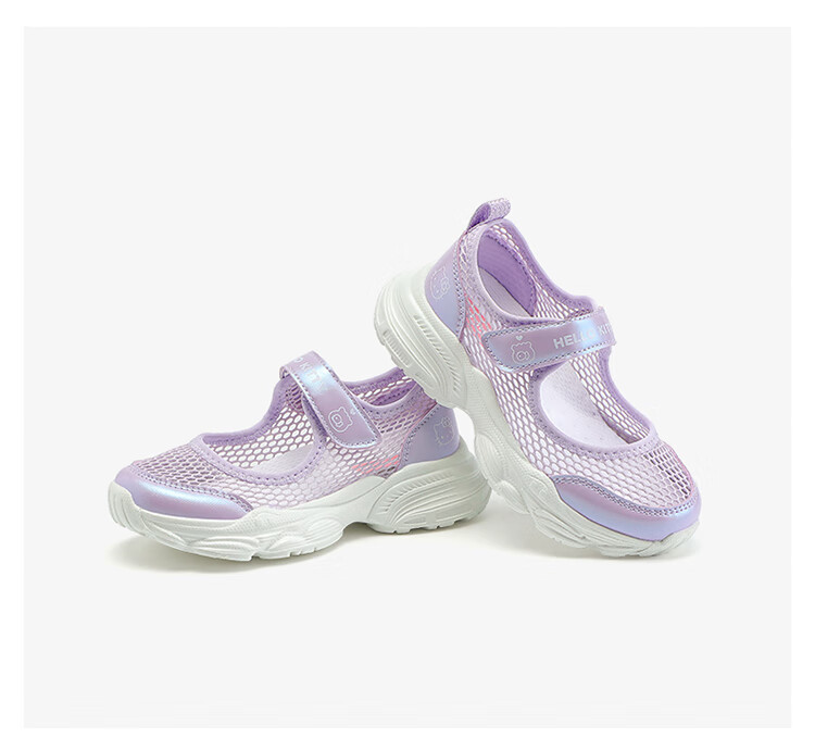 Hello Kitty Girls' Sneakers, Children's Sports Shoes, Single Mesh White Shoes, Breathable Summer Shoes for Kids, Princess Flats, 6849 Purple, Size 37 8