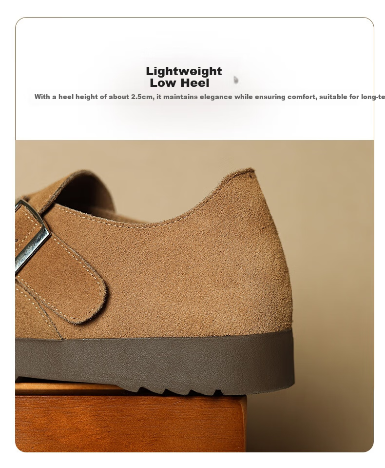 ZHR Bokeng Women's Shoes, 2026 New Style, Genuine Leather, Commuter Women's Shoes, Casual Versatile Flats, AB55 Camel Color, Size 38 7