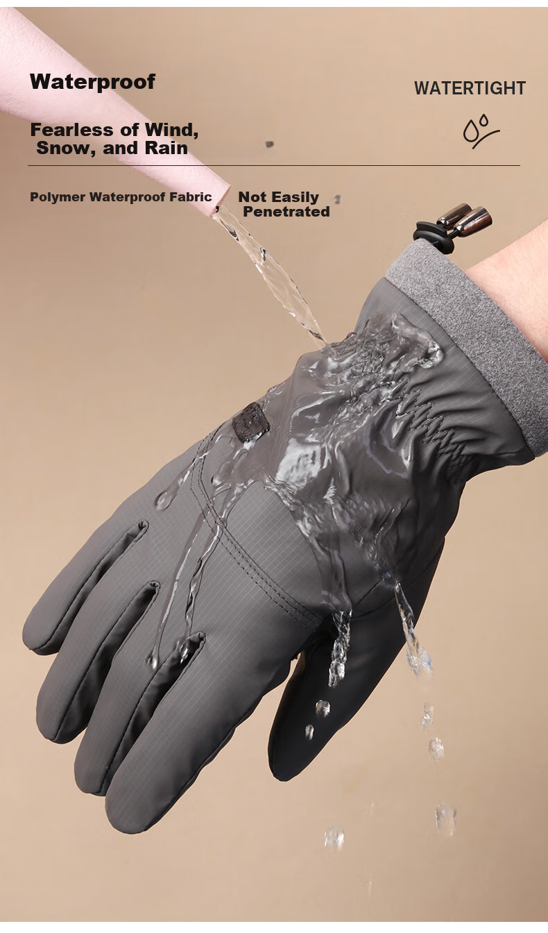 MiiOW Men's Winter Gloves for Skiing, Cycling, Warmth, Cold-Proof, Thickened, Fleece-Lined, Electric Bike Riding And Driving Gloves, New Year Gift 5