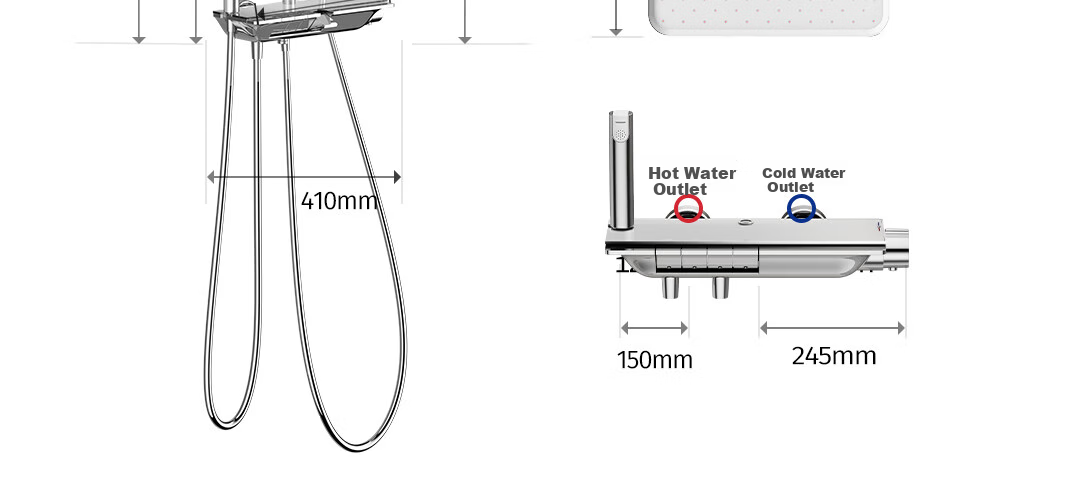 JOMOO Shower Set with Brass Piano Key Design, Descaling, Waist And Back Sprays, Massage Function, Constant Temperature, SPA Shower System 26192-695/1B 53